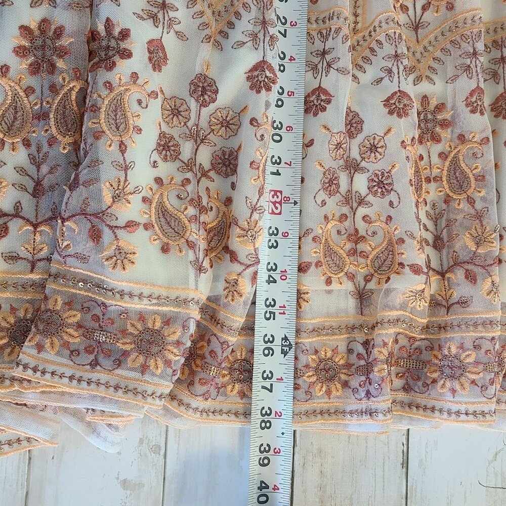 Soft Surroundings Inez Metallic Embroidered Maxi Skirt Coral NEW Boho Chic Large - Picture 6 of 9